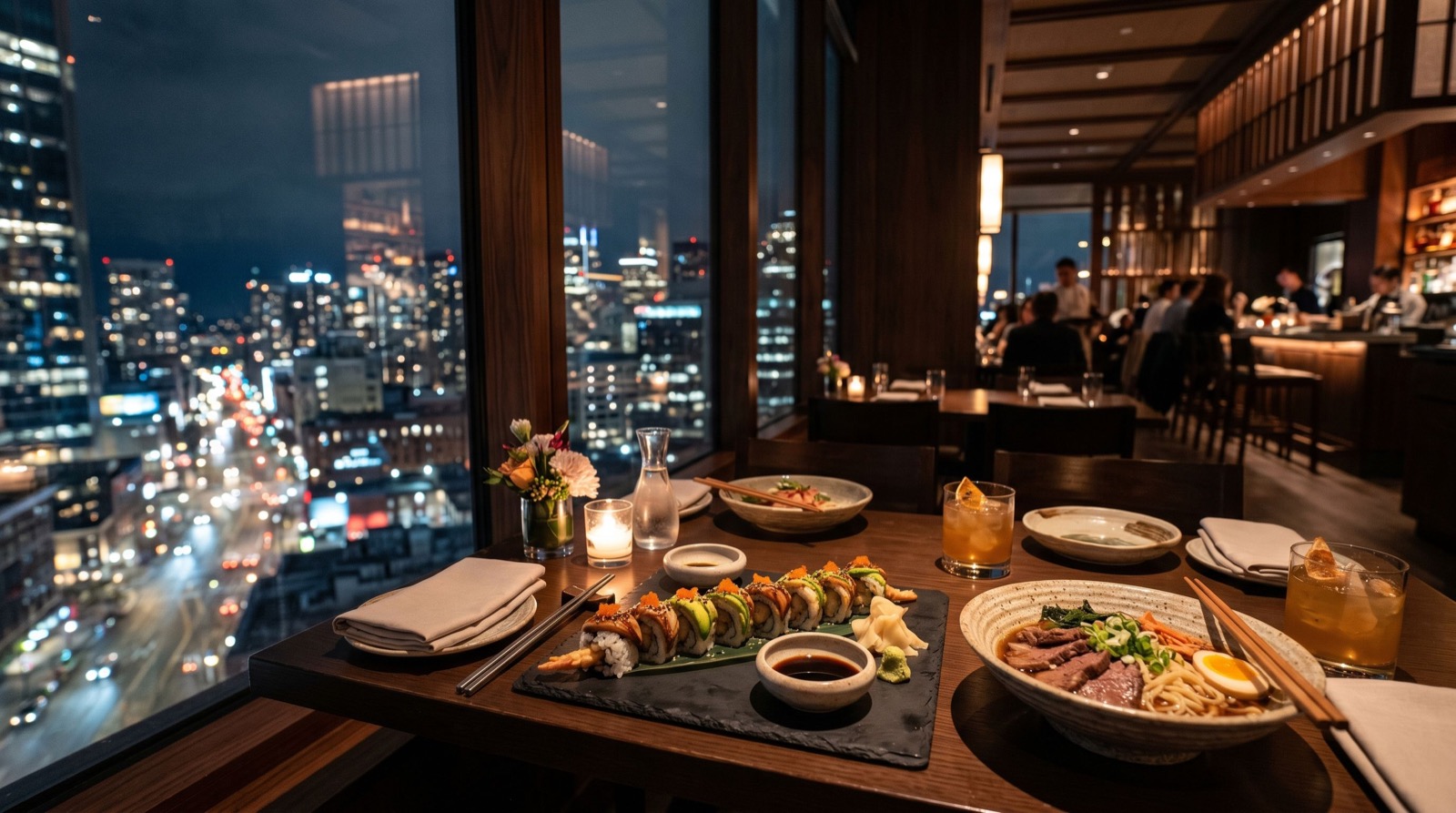 A colorful spread of must-try dishes on a restaurant table